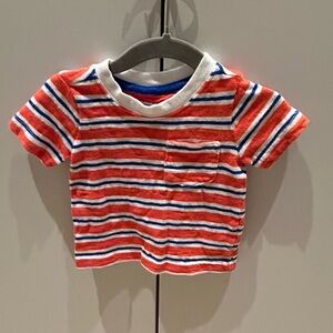 Janie & Jack baby boy striped red blue white cotton t-shirt 3-6 months